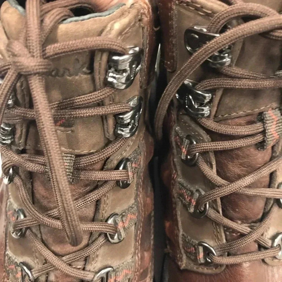 Clarks Ash Gortex Boots Men 9.5M Leather Waterproof Hiking Mid EUC‎ Brown - Picture 7 of 10